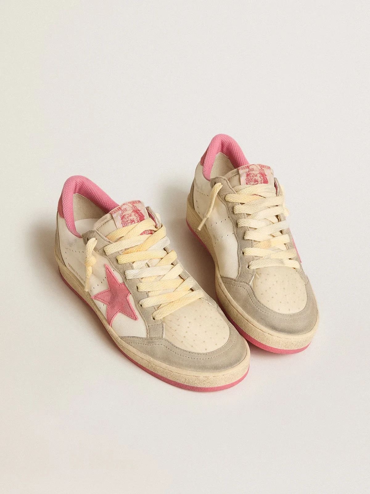 Womens Ball Star LTD in nappa with pink suede star and dove gray inserts
